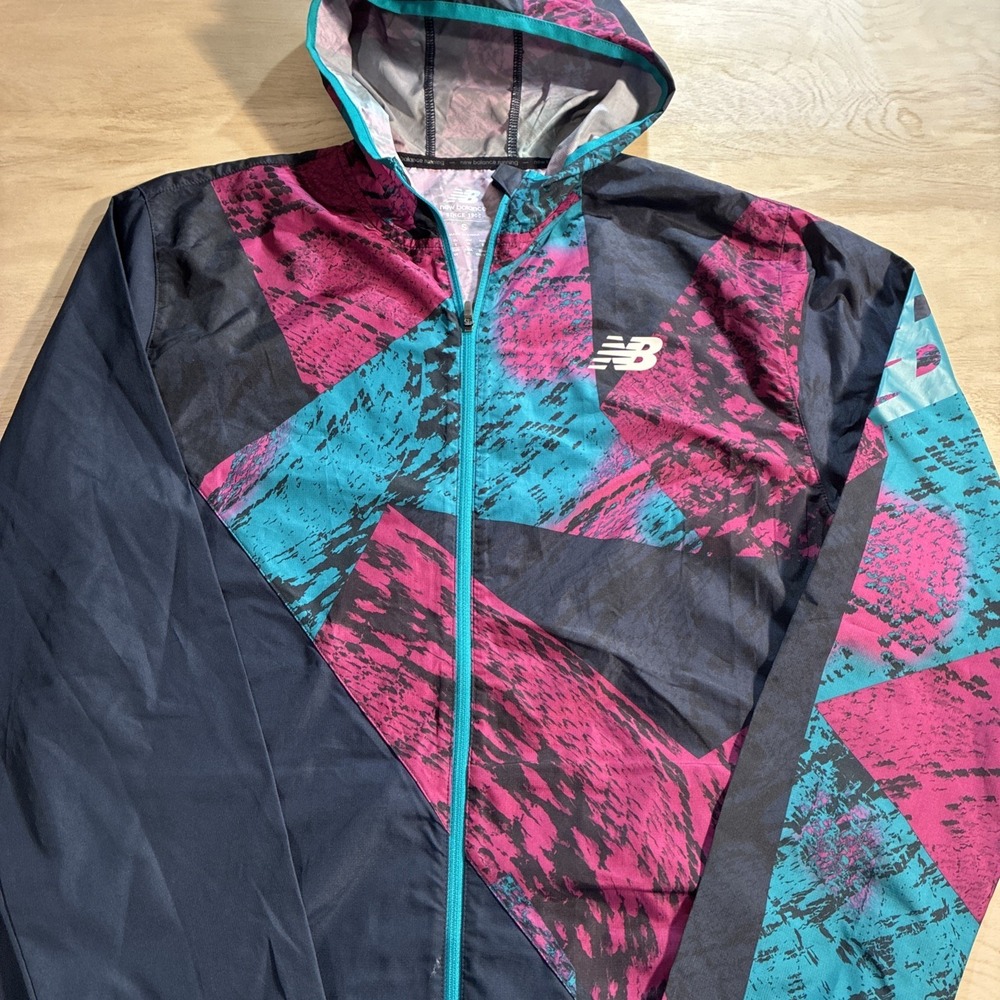 New Balance Running Men's Small Paint‎ Splatter Athletic Windbreaker Zip Jacket